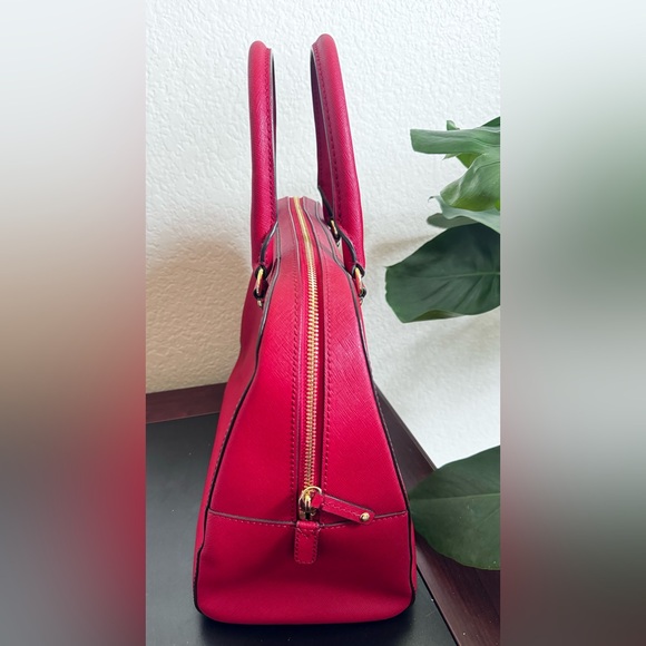 Authentic Michael Kors Saffiano Leather Red Satchel Bag - Picture 5 of 7